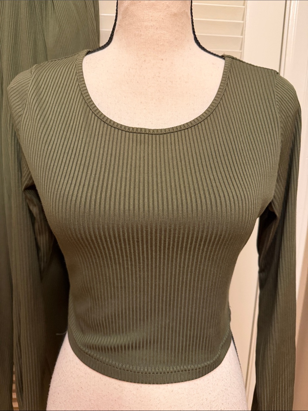 Ekouaer Lounge Set for Women: 2 Piece Ribbed Knit Outfit in Army Green, Size Med - Picture 5 of 15